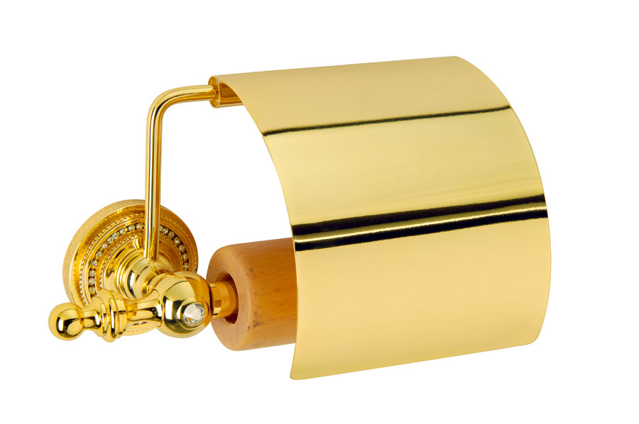 Фото Держатель для туалетной бумаги Boheme Imperiale с крышкой, золото