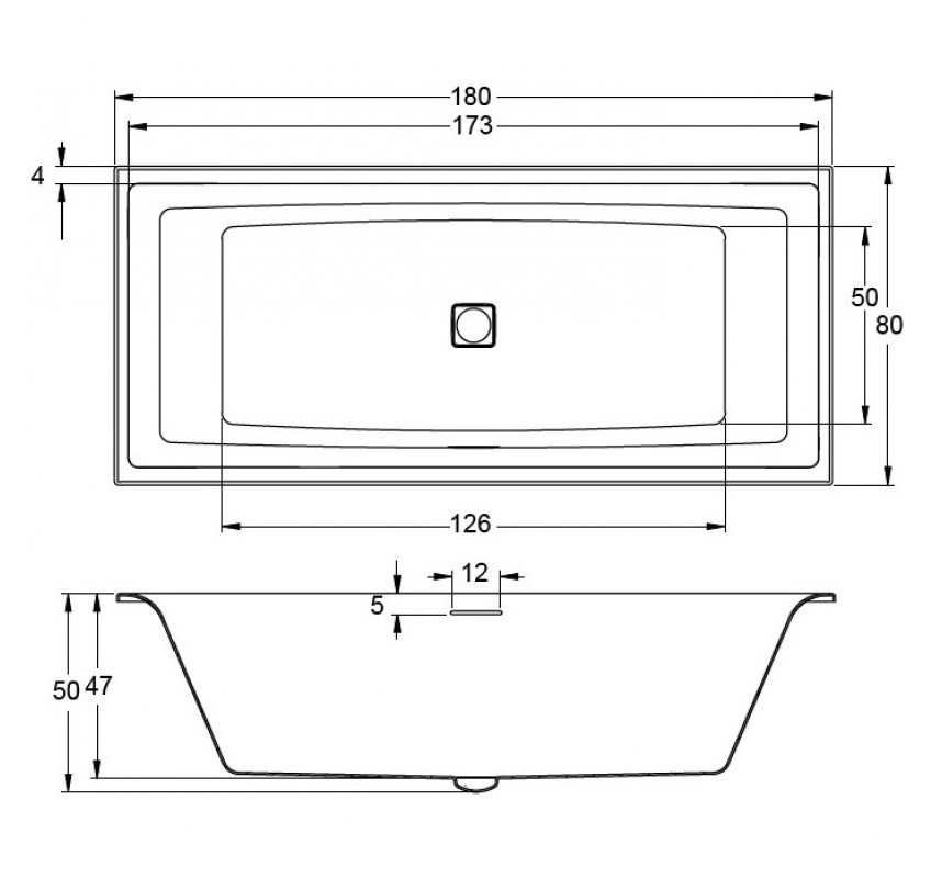 Дополнительное фото №1 Ванна акриловая Riho Still Square 180x80 светодиоды и подголовник с расположением на 2-х сторонах