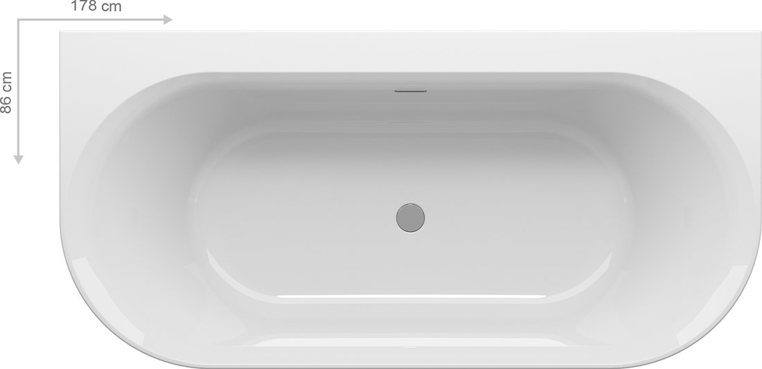 Дополнительное фото №4 Ванна акриловая ravak YPSILON WALL 1780x860 белая отдельностоящая слив хром