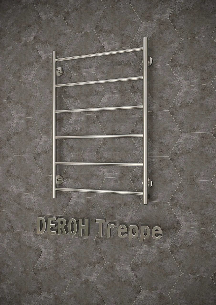 Дополнительное фото №2 Полотенцесушитель электрический DEROH Treppe 6П 40/80 правое скрытое подключ., 55 Вт хром