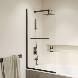Шторка на ванну 800*1400 черный/стекло 6 мм/EasyClean