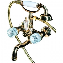 Смеситель для ванны Boheme Crystal 293-CRST с душевым комплектом, золото