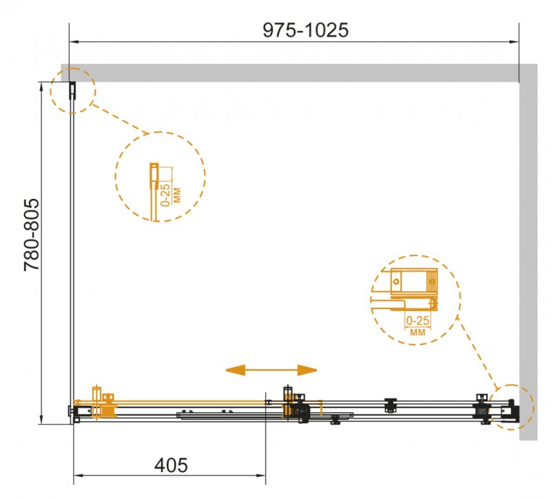 Дополнительное фото №1 STYLUS-SOFT 1000x800 Душевой уголок прозрачное стекло (CEZARES)