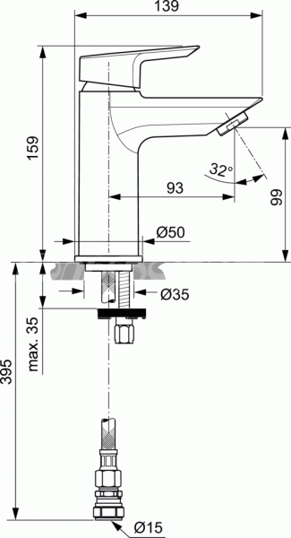 Дополнительное фото №1 Смеситель для раковины Idel Standard A6559AA