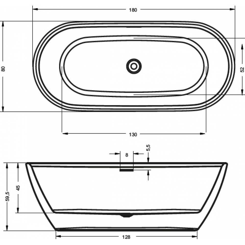 Дополнительное фото №2 Ванна акриловая Riho Inspire FS 180*80 без каркаса