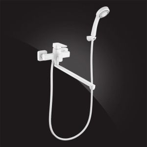 MONDSCHEIN WHITE Смеситель для ванной однорычажный с душ/комплектом, белый (ELGHANSA)