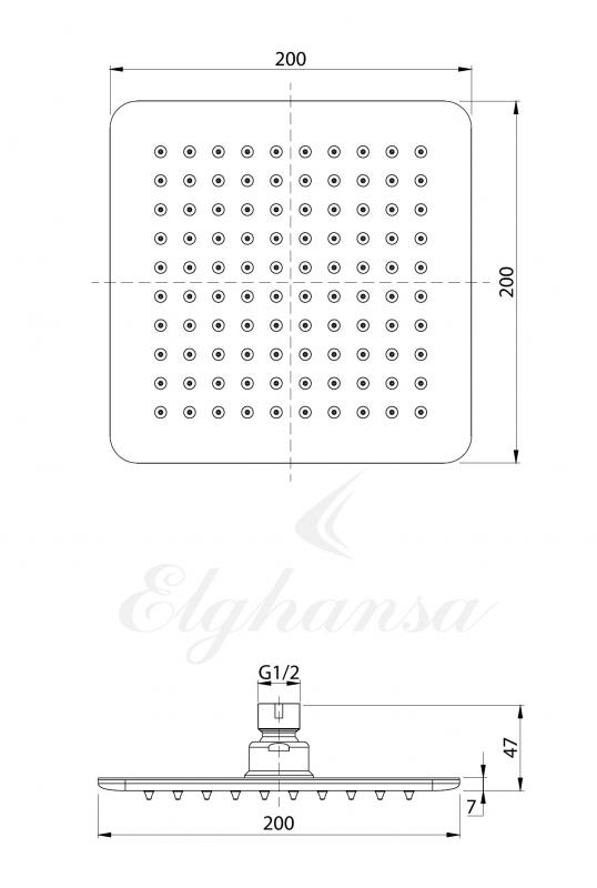 Дополнительное фото №1 Верхний тропический душ Elghansa OVERHEAD SHOWER MQ-720