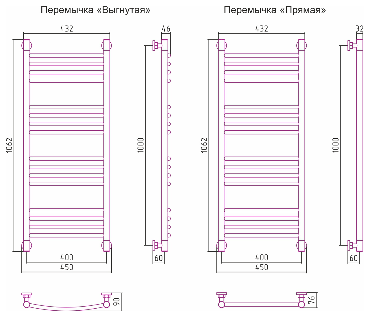 Дополнительное фото №1 Сунержа ДР "Богема+" прямая 1000х400 (Без покрытия)