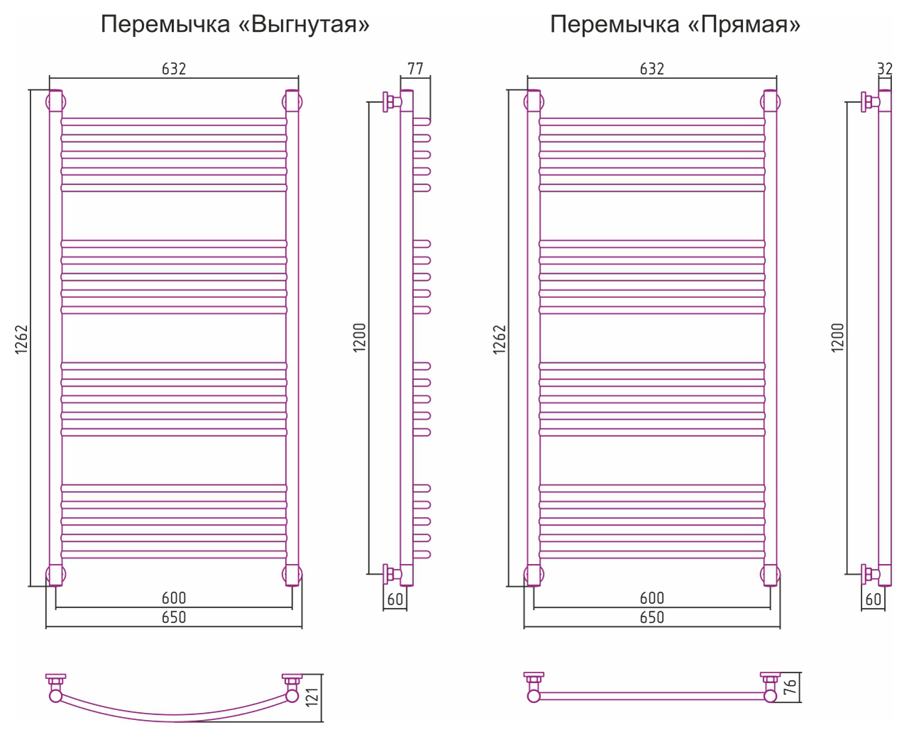 Дополнительное фото №2 БОГЕМА+ полотенцесушитель водяной 120x60 (СУНЕРЖА)