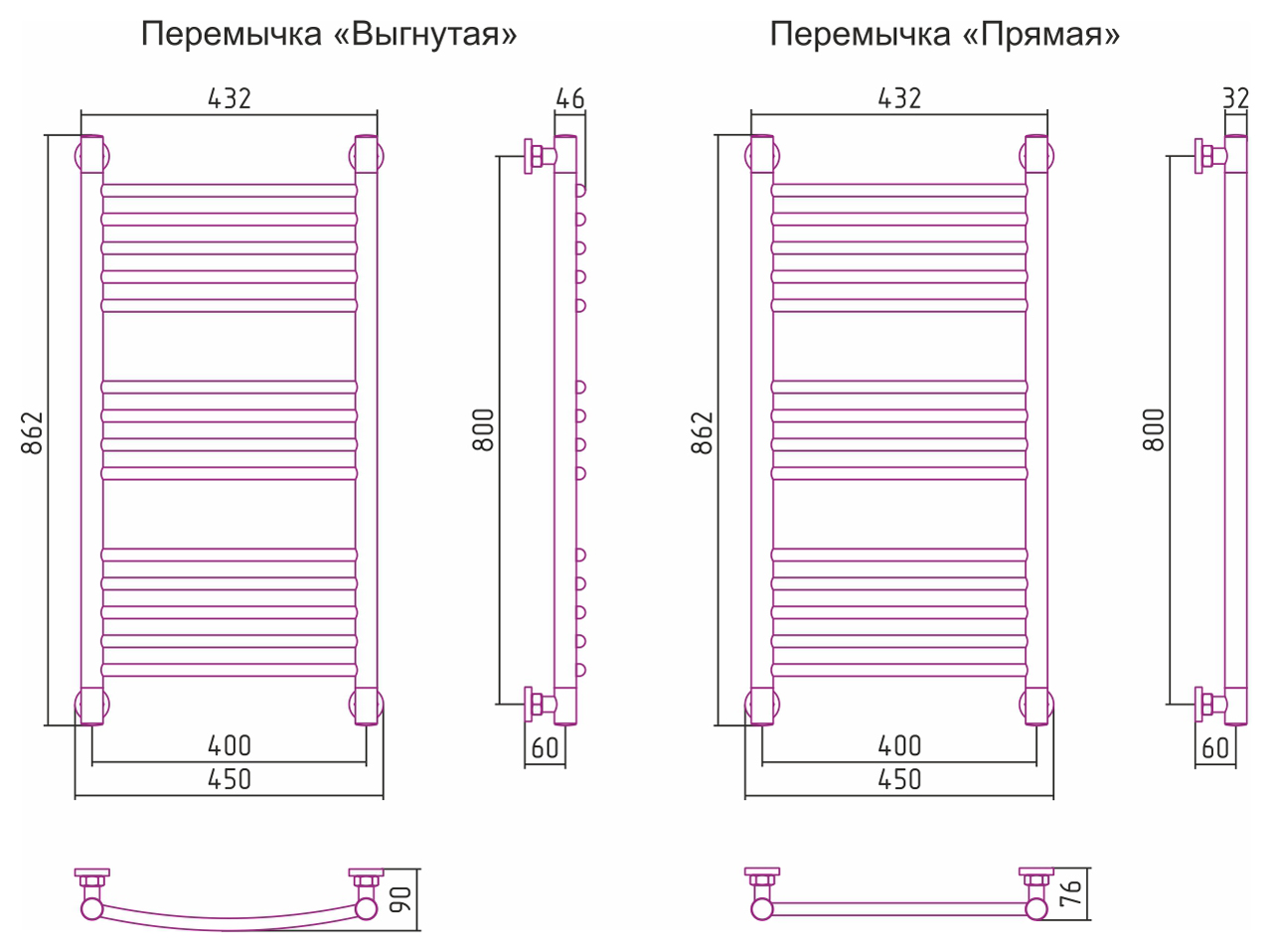 Дополнительное фото №3 БОГЕМА+ полотенцесушитель водяной 80x40 (СУНЕРЖА)