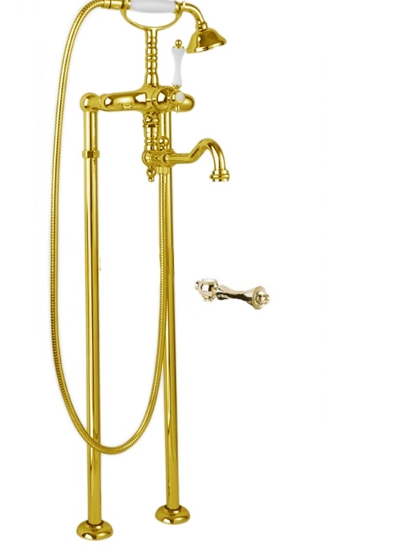 Фото Напольный смеситель для ванны Cezares MARGOT-VDP2-03/24-M золото, ручка золото