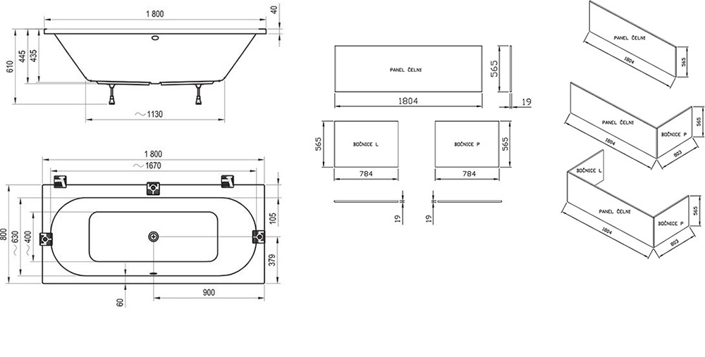 Дополнительное фото №1 Ванна акриловая Ravak City Slim 180x80, белая