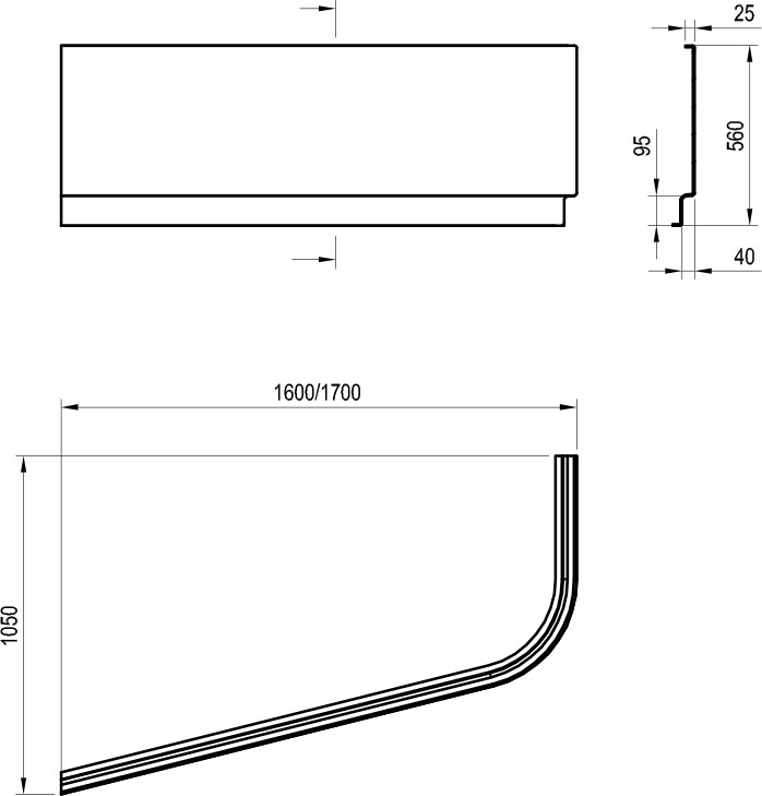 Дополнительное фото №1 Экран для ванны Ravak Chrome 160x105 правый, белый