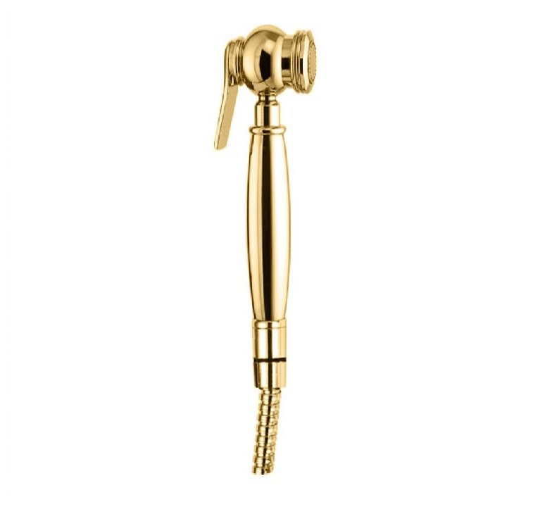 Фото Гигиенический душ Cezares ATLANTIS-U-IFS-03/24 со шлангом 120см и держателем, ручка метал, золото