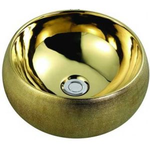 Раковина NeoArt керамика, круглая, золото 39*16см