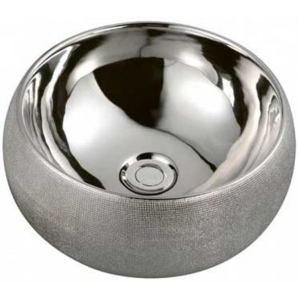 Фото Раковина NeoArt керамика, круглая, серебро 39*16см