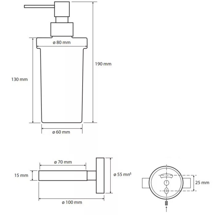 Дополнительное фото №1 DARK Дозатор для жидкого мыла настенный 250ml 80х180х100мм, черный (BEMETA)