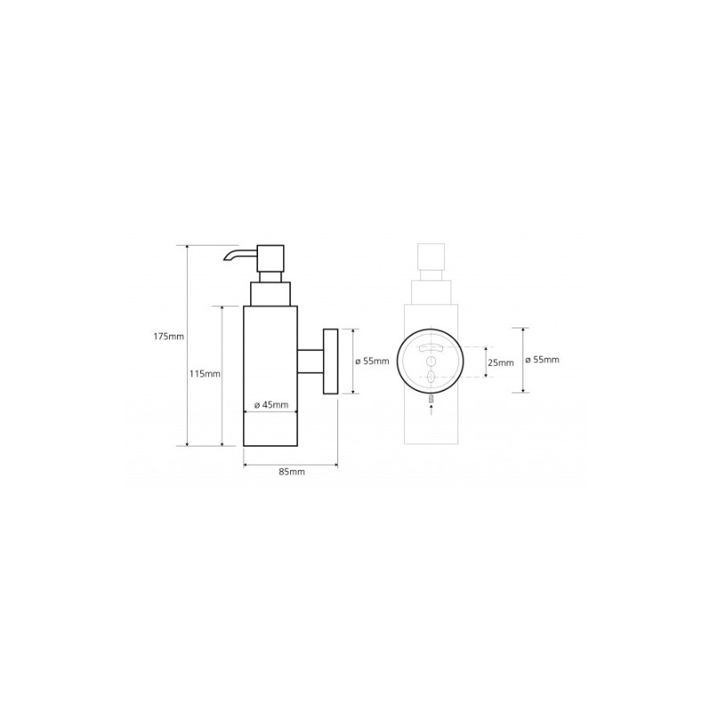 Дополнительное фото №1 OMEGA Дозатор для жидкого мыла настенный (металл.стакан) 55*175*85 мм (BEMETA)