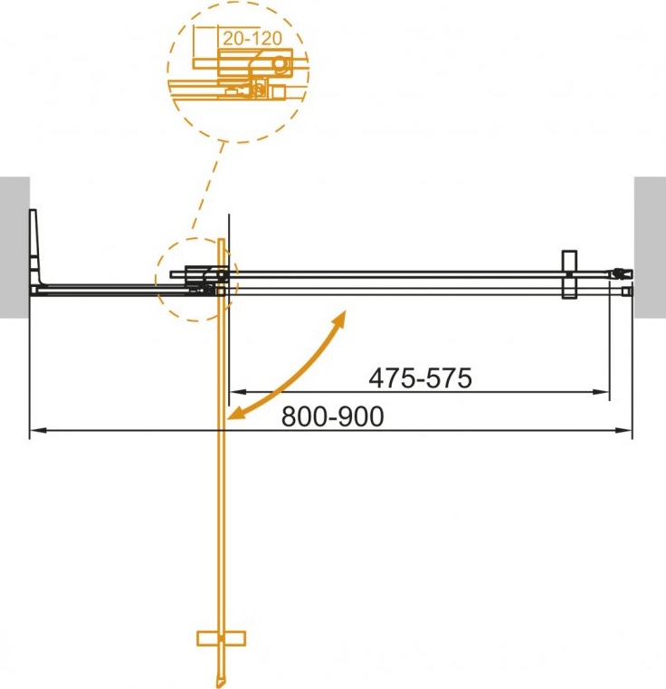 Дополнительное фото №1 Душевая дверь Cezares SLIDER-B-1-80/90-C-Cr 90*195