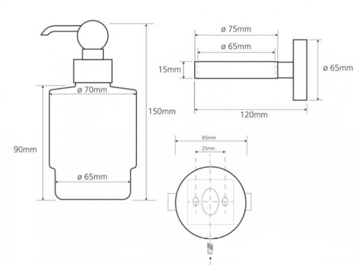 Дополнительное фото №1 RETRO Дозатор жидкого мыла настенный мини 200 ml (mini) 7*15*13,5 см, бронза (BEMETA)