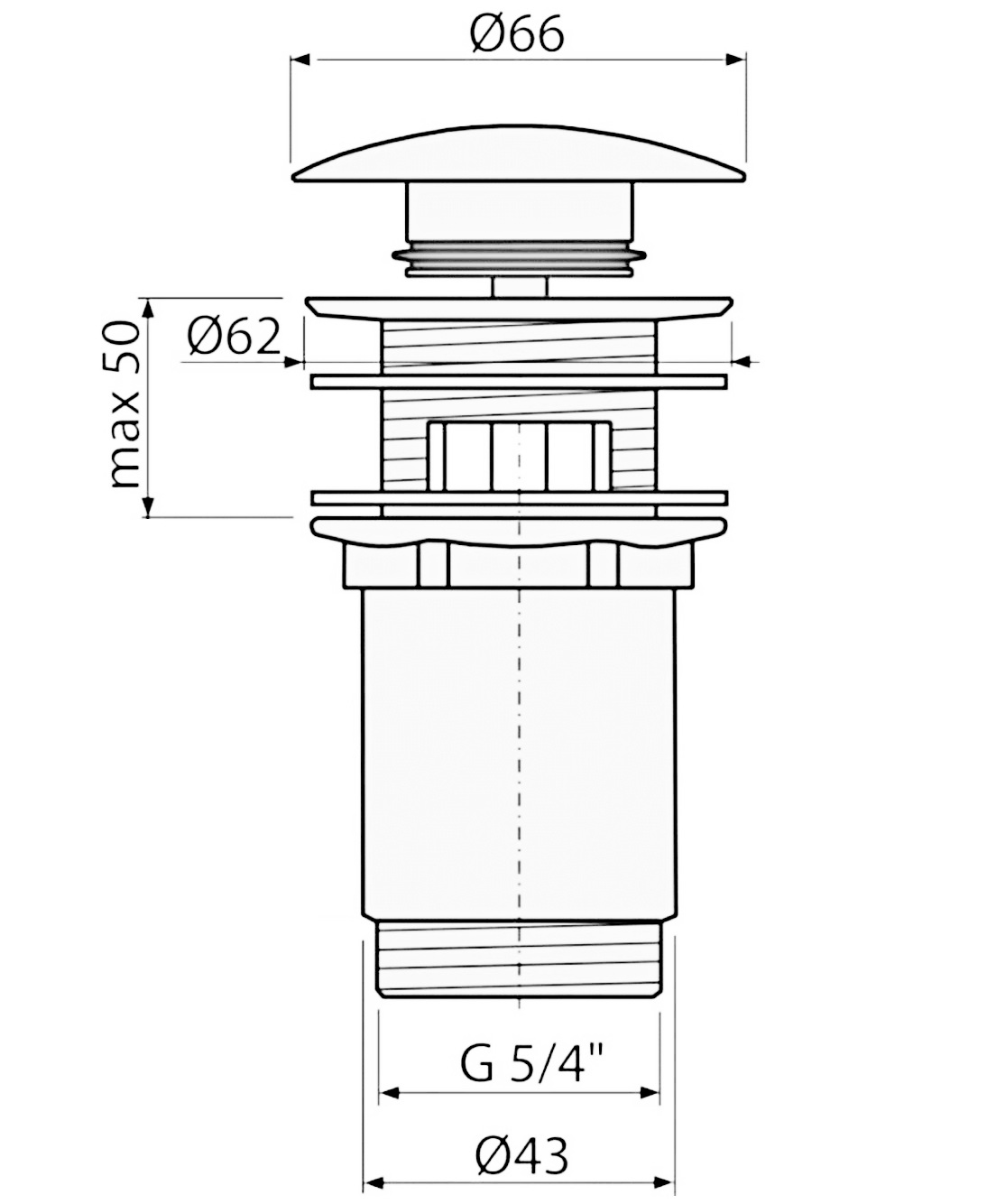Дополнительное фото №1 Донный клапан Cezares CZR-B-SOC-NOP с системой "Клик-клак" с переливом, черный матовый