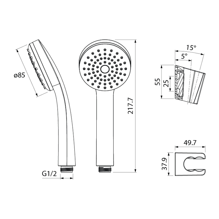 Дополнительное фото №1 Душевая лейка Iddis Optima Home 0011F00I16 с креплением и шлангом, хром