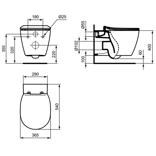 Дополнительное фото №1 Унитаз подвесной Ideal Standard Connect AquaBlade безободковый тонкое сиденье-микролифт