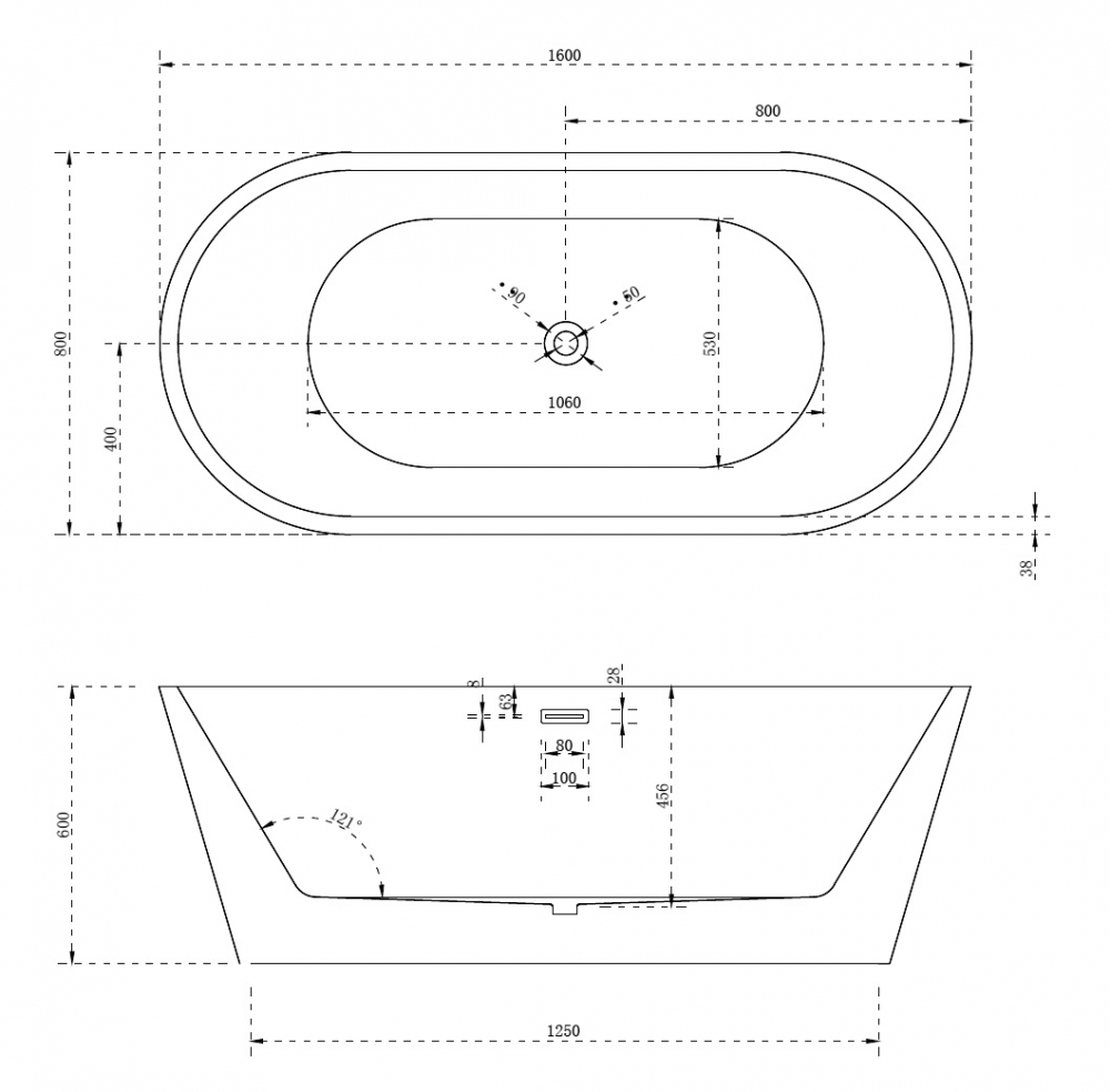 Дополнительное фото №2 Ванна акриловая Abber AB9203-1.6