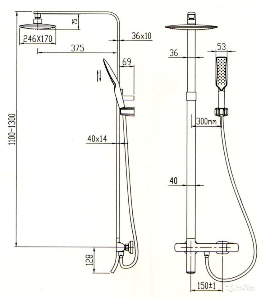 Дополнительное фото №1 Душевая система KAISER Zinger с термостатом квадрат
