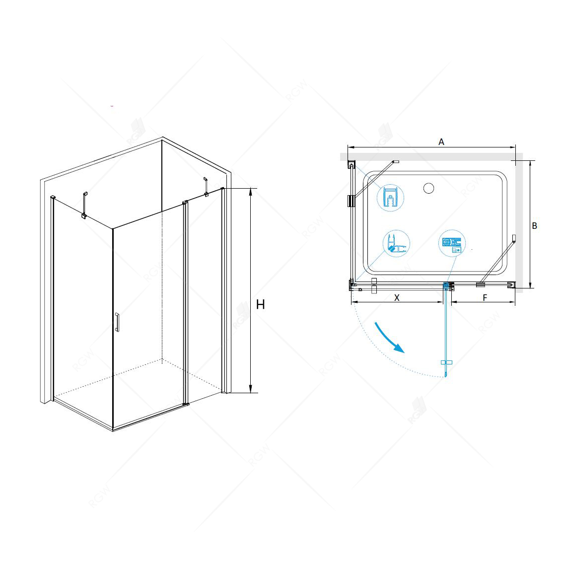 Дополнительное фото №1 Душевой уголок RGW LE-44 (LE-04+Z-14)