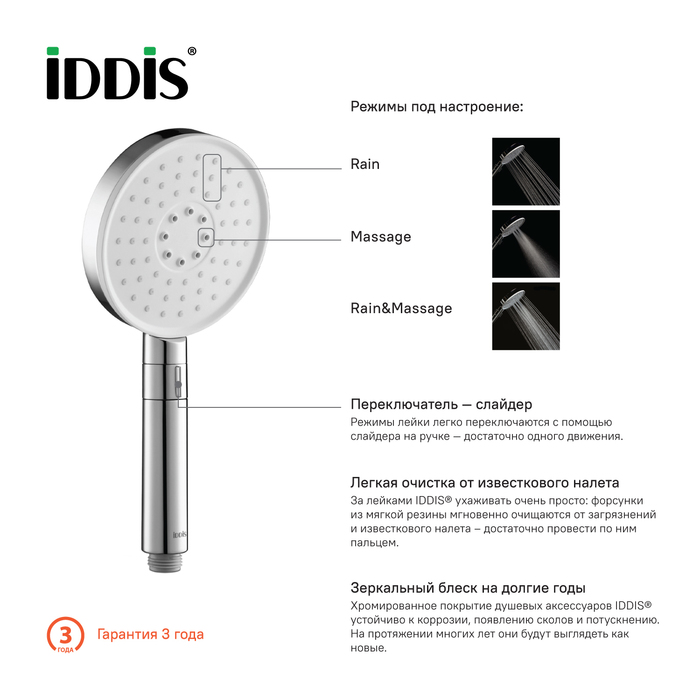 Дополнительное фото №3 Душевая лейка Iddis Swipe SWI3F00i18, хром