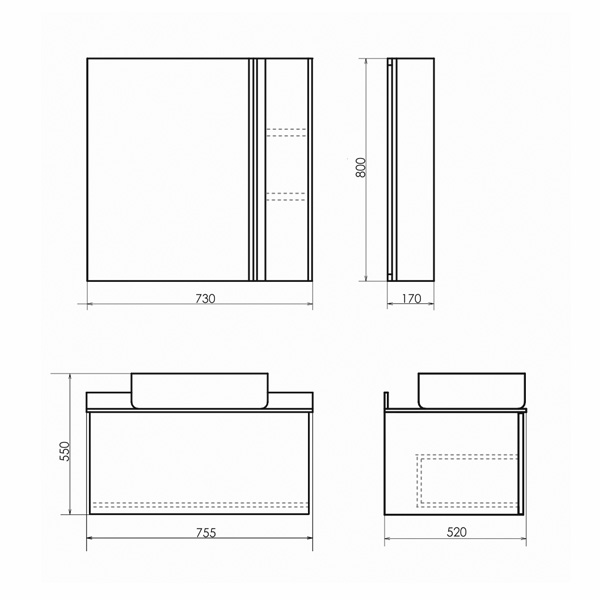 Дополнительное фото №2 Тумба со столешницей Comforty Эдинбург-75 бетон светлый и раковиной T-Y9378