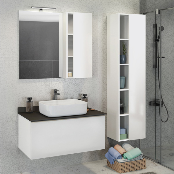 Фото Зеркало-шкаф Comforty Милан-90 белый глянец