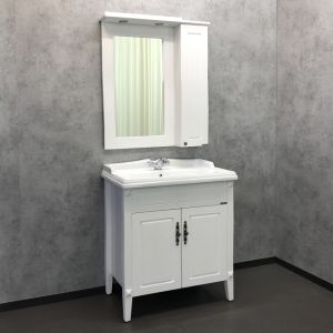 Зеркало-шкаф Comforty Палермо-80 белый глянец