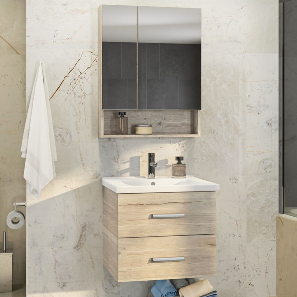 Дополнительное фото №1 Зеркало-шкаф Comforty Парма-60 дуб дымчатый