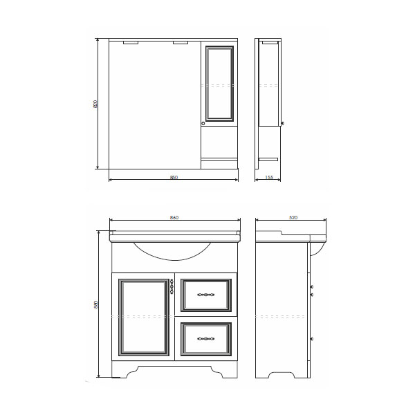 Дополнительное фото №2 Зеркало-шкаф Comforty Севилья-85 слоновая кость