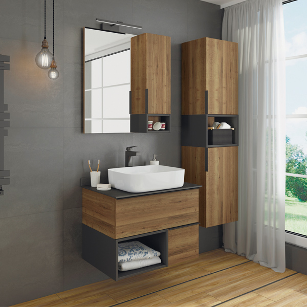 Дополнительное фото №1 Зеркало-шкаф Comforty Штутгарт-75 дуб тёмно-коричневый