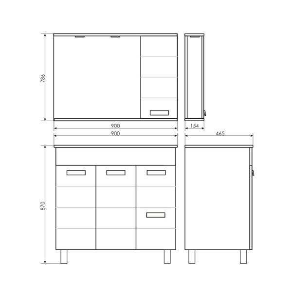 Дополнительное фото №2 Тумба Comforty Модена М 90 белая с раковиной Quadro 90 