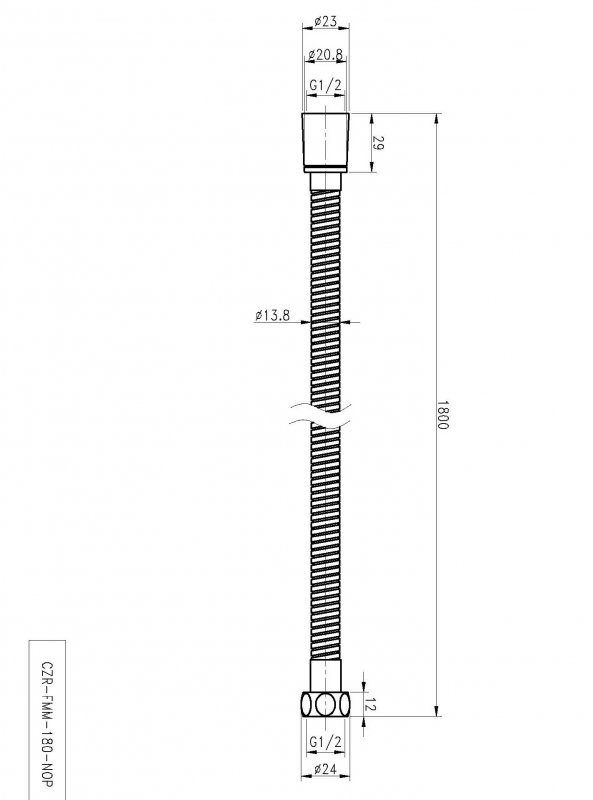 Дополнительное фото №1 Душевой шланг Cezares CZR-FMM-180-NOP металлизированный 1,8 м, чёрный матовый