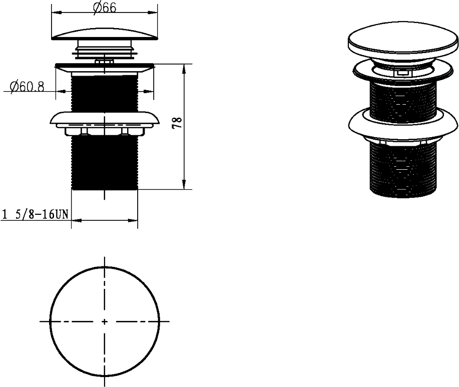 Дополнительное фото №1 IMPERIALE 611/2 слив для раковины с переливом, автомат (клик-клак) (BOHEME)