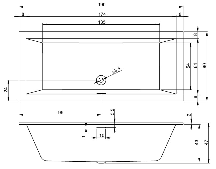 Дополнительное фото №1 Ванна акриловая Riho Rethink Cubic 190*80