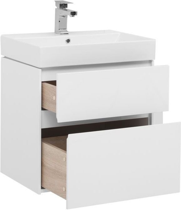 Дополнительное фото №3 Тумба Aquanet Бруклин 60 белая глянцевая с раковиной Slim Synergy Sanovit 60 