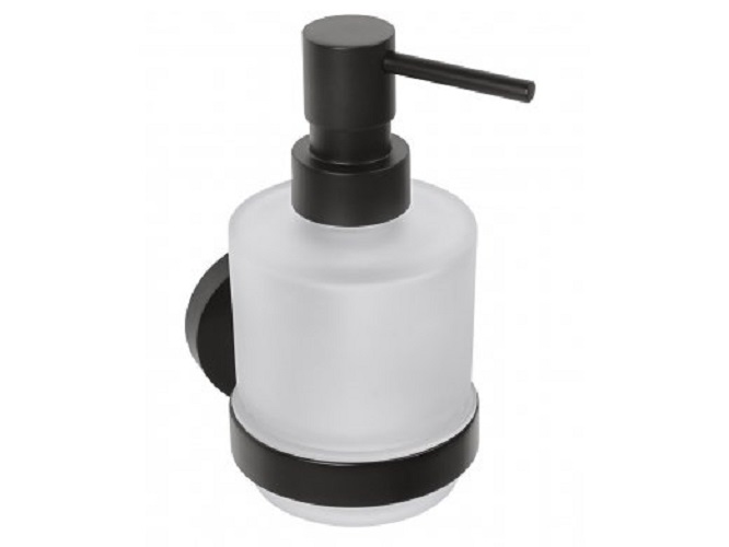 Фото DARK: Настенный дозатор для жидкого мыла (стекло) вариант MINI, 200 ml, черный (BEMETA)
