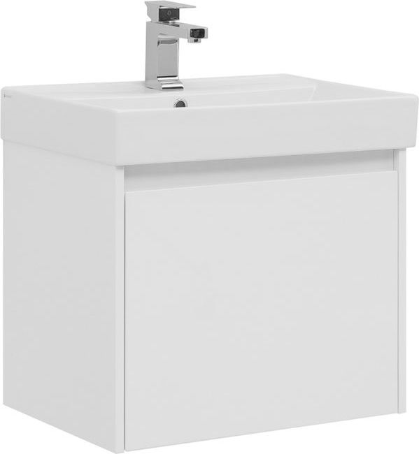 Фото Тумба Aquanet Nova Lite 60 1+1ящ. белая глянцевая с раковиной Латина 60 