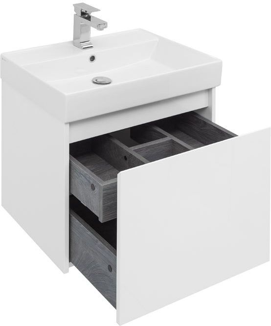 Дополнительное фото №3 Тумба Aquanet Nova Lite 60 1+1ящ. белая глянцевая с раковиной Латина 60 