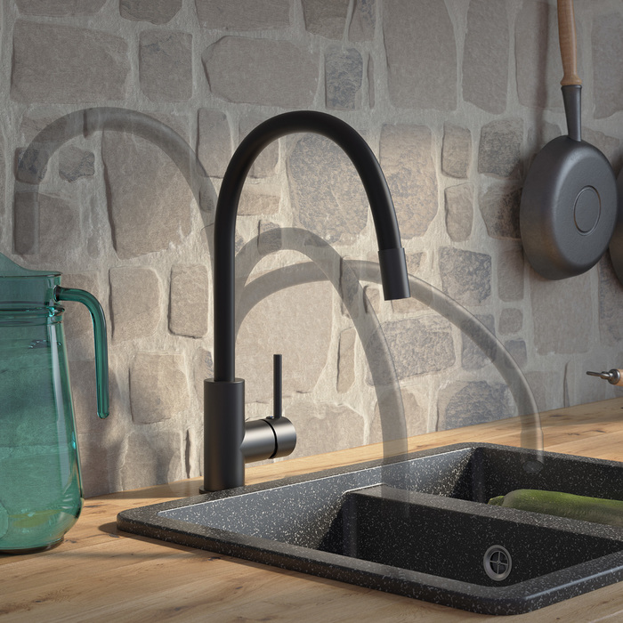 Дополнительное фото №2 Смеситель для кухни Iddis Kitchen 360, чёрный матовый