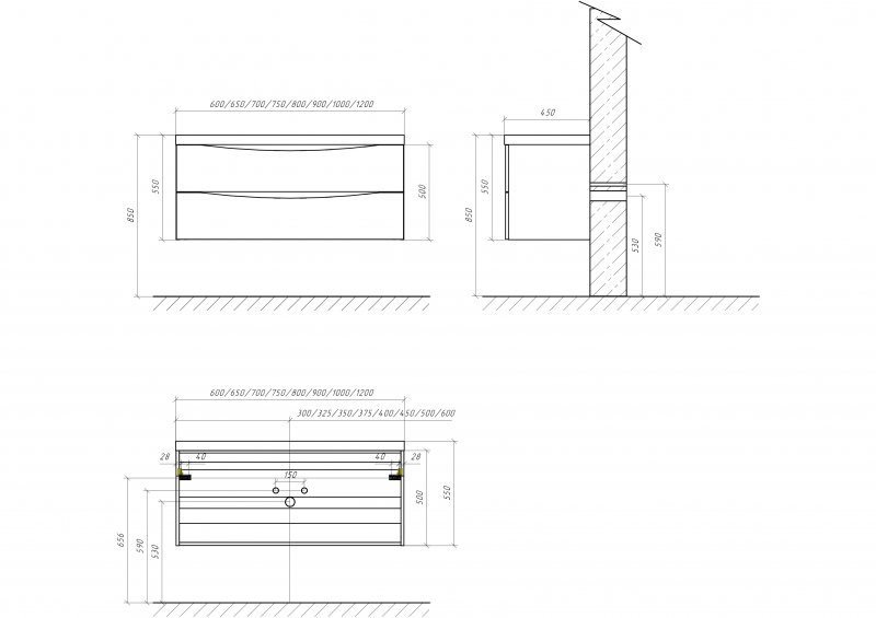 Дополнительное фото №1 Тумба Belbagno Marino 80*45*50 подвесная 2ящ. Rovere Moro с раковиной