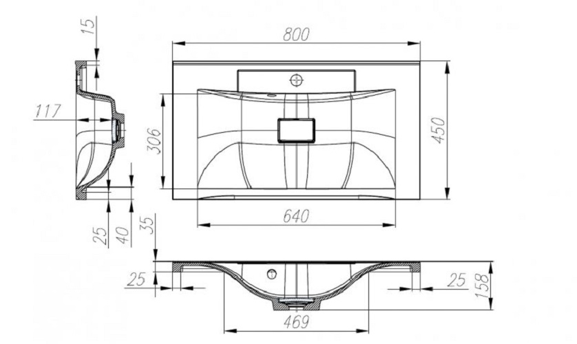 Дополнительное фото №1 Тумба Belbagno Marino 80*45*53 подвесная 2ящ. Bianco Lucido с раковиной Pr