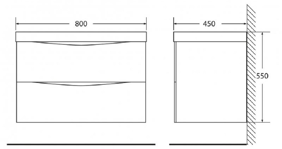 Дополнительное фото №3 Тумба Belbagno Marino 80*45*53 подвесная 2ящ. Bianco Lucido с раковиной Pr