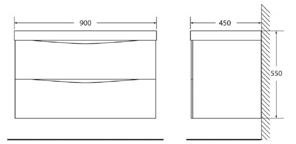 Дополнительное фото №2 Тумба Belbagno Marino 90*45*50 подвесная 2ящ. с раковиной